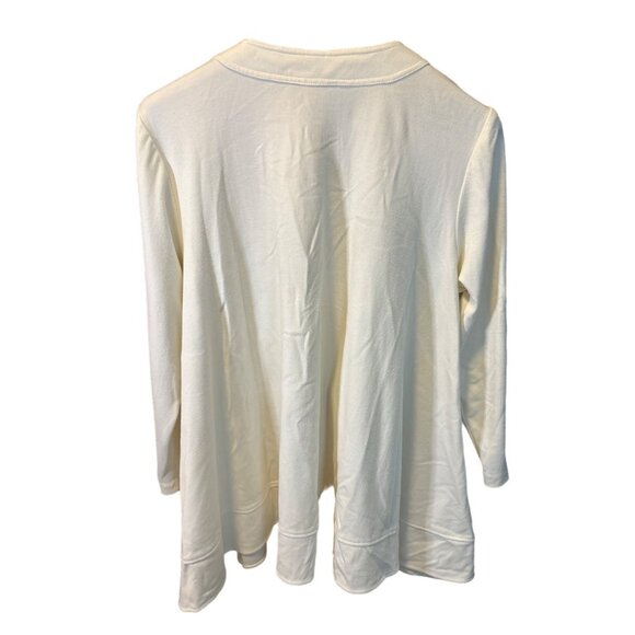 Choon Cream Button Down Long Sleeve Tunic Top Size L Flare Hem - Picture 2 of 9